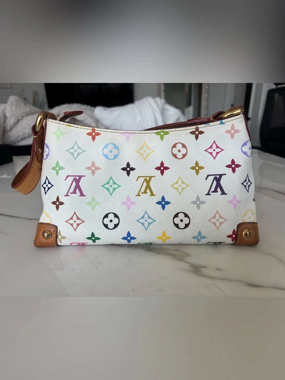 Louis Vuitton Eliza Takashi Murakami White Multicolor Monogram Shoulder Bag - Picture 2 of 12